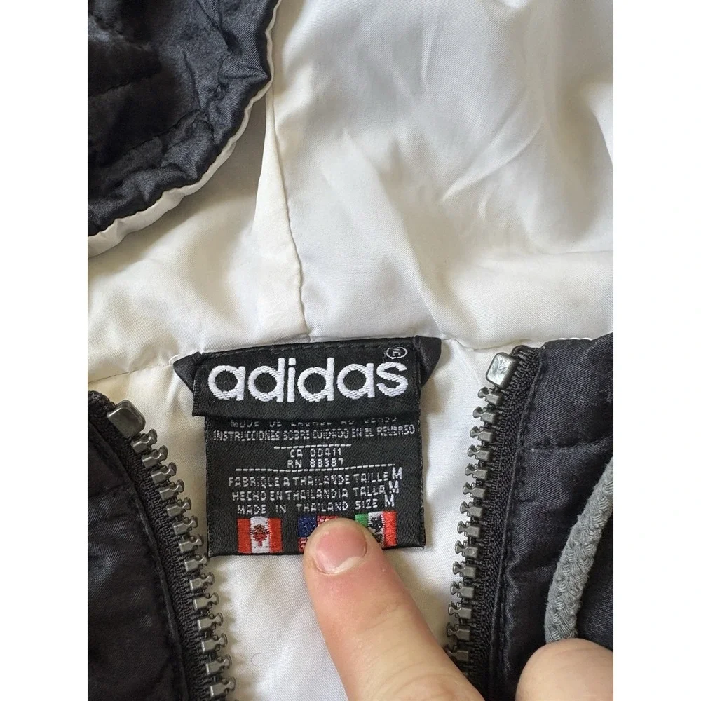 Vtg.‎ Adidas Reversible Lined Windbreaker Puffer Jacket Mens Medium Black  Y2K